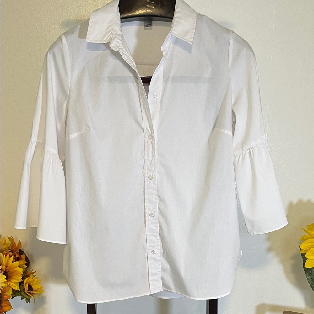 Counterparts White Button Down Shirt with bell sleeves